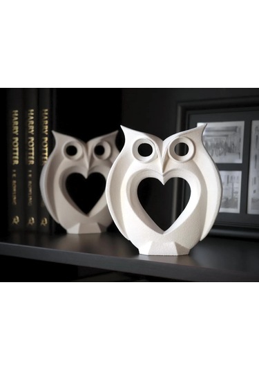 Kalp Detaylı Baykuş Biblo Modern Ve Dekoratif Figür