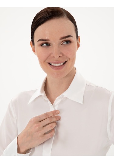 Pierre Cardin Kadın Ekru Gömlek Desenli 50313588-vr019 Ekru