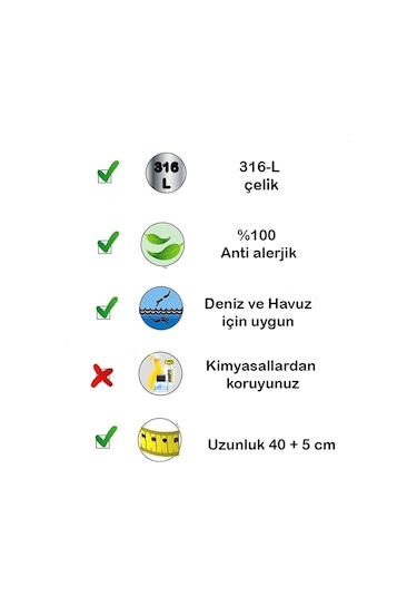 Çelik Italyan Zincir Kolye | 316l Çelik - Kararmaz | Silver Renk