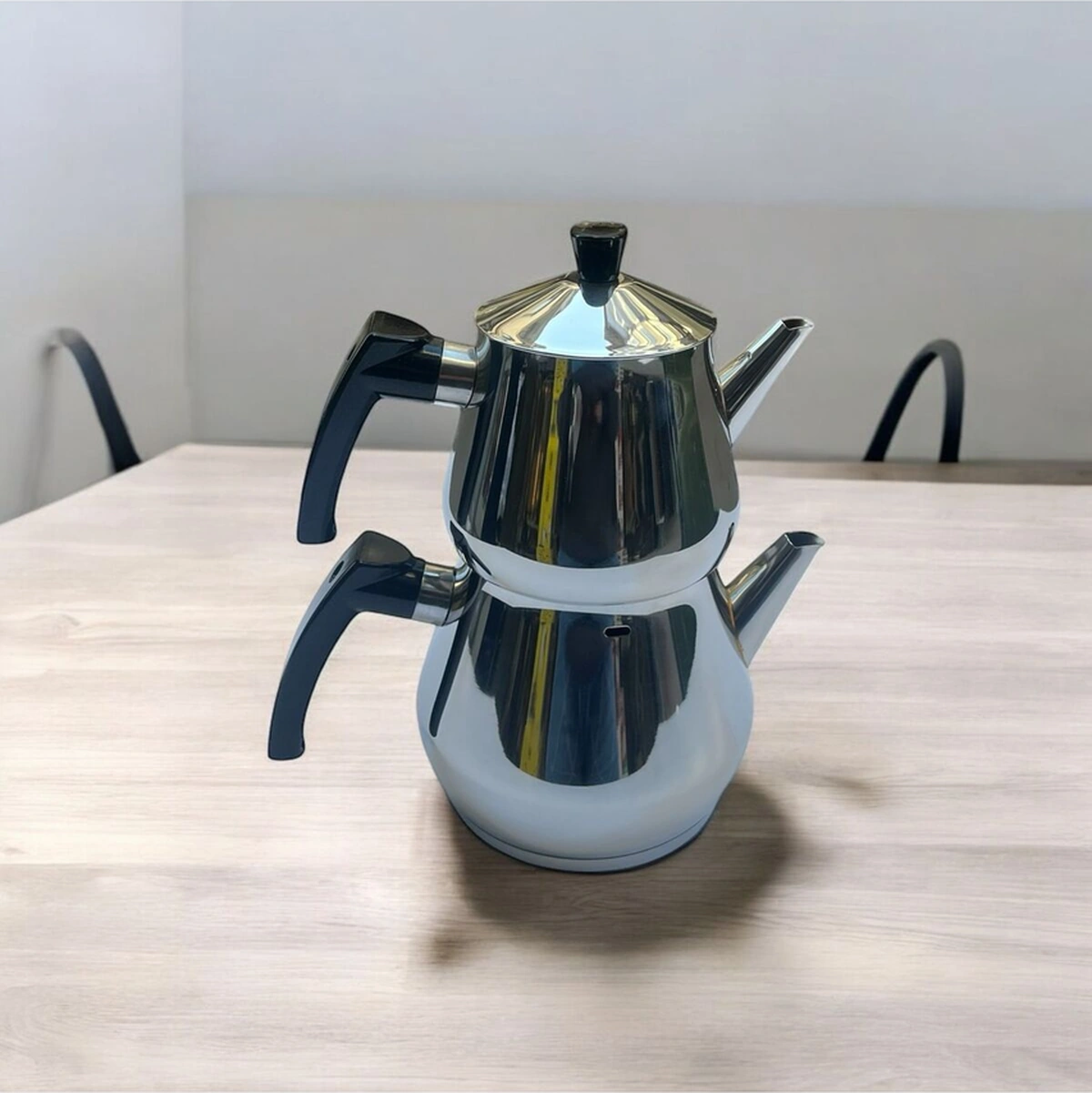 Bambum Harmony Orta Boy Çelik Çaydanlık Takımı Siyah Siyah