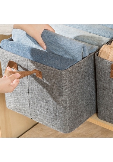 Dancemonkey Saklama Organizatör Metal Kutu Keten Katlanır İmitasyon Dolap Çerçeveli Cbtx Bej 70l - Qi 140l