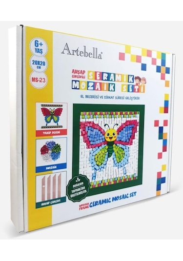 23 I Çocuk Ahşap Çerçeveli Seramik Mozaik Set 20x20 Cm