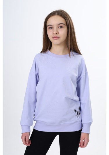 Toontoy Kız Çocuk Baskılı Sweatshirt Koyu Mavi