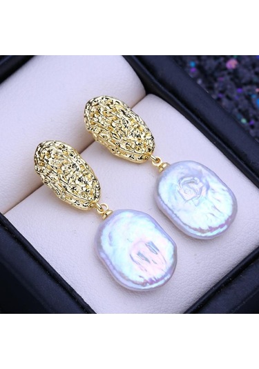 Lsooyh Doğal Tatlısu 12-16mm Büyük Barok Inci Takı Setleri Basit Kolye Kolye Gelin Düğün Damla Küpe Kadınlar Için Moda Hediyeler Altın