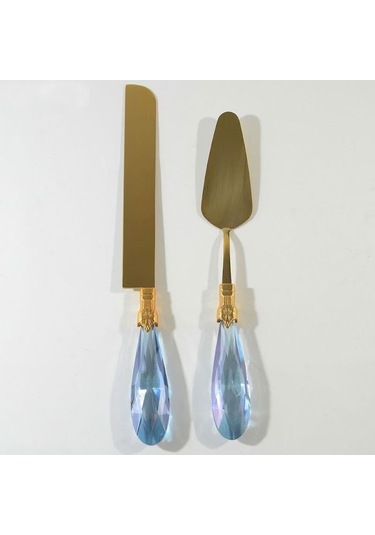 Diamond 2 Parça Pasta Servis Seti Mavi Altın