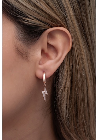 Nereze 925 Ayar Gümüş Sallantılı 10 Mm Tamtur Şimşek Küpe