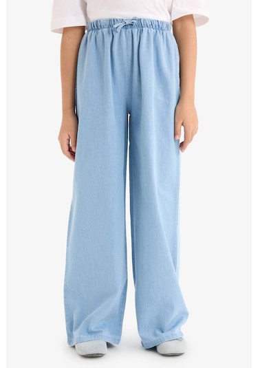 DeFacto Kız Çocuk Wide Leg Geniş Paça Jean Pantolon D7101A825SMNM39 Mavi