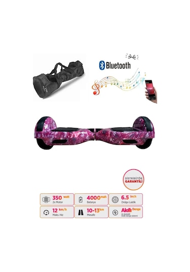 Citymate Hoverboard 6.5 inch Elektrikli Kaykay Scooter Bluetooth Hoparlörlü Çanta Hediye D13