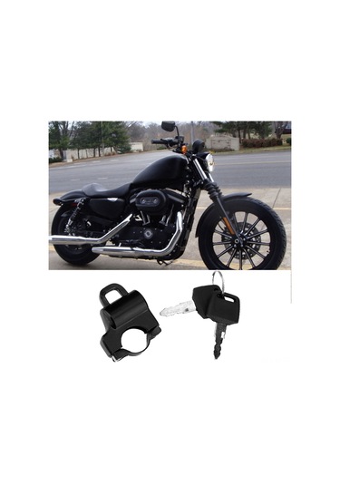 Shineyee Motosiklet Kask Kilidi 22mm Universal Siyah - Dayanıklı Demir, Hava Ve Çizik Korumalı, 2 Anahtar İle