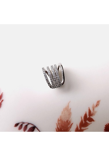 Çoklu Earcuff Gümüş Renkli Sıkıştırmalı Kıkırdak Küpesi Renkli