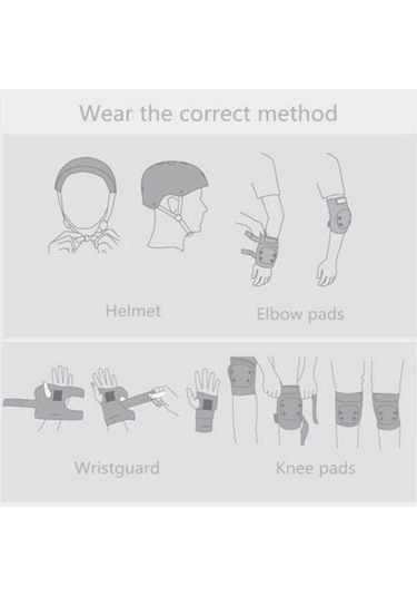 Siyah Spor Çocuklar Paten Bisiklet Emniyet Kask Güvenlik Görevlisi Diz Dirsek Pedi Bisiklet Kask Koruma Siyah