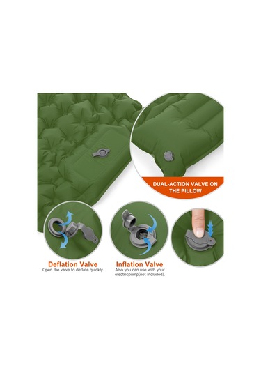 Tomshoo Ultra Hafif Dahili Pompalı Yastıklı Kamp Şişme Yatağı Yeşil