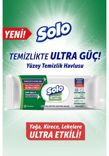 Solo Ultra Güç Sedir & Yasemin Yüzey Temizleme Mendili 100 Yaprak