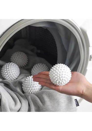 Dofolink 4 Adet 5.5 Cm Silikon Çamaşır Makinesi Topları Seti - Yumuşak, Esnek Ve Derin Temizleme İçin Otomatik Makinalar Uyumlu Beyaz