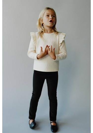 Lacıel Parıs Kadife Pantolon Bürümcüklü Bluz Kız Çocuk Eşofman Takım KREM