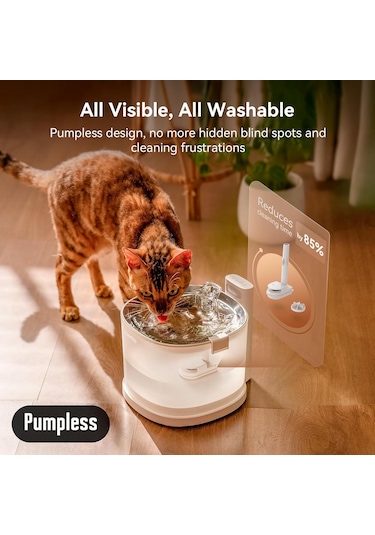 Cheerble E1+ Çelik Hazneli Şarjlı Otomatik Kedi Su Pınarı 22 x 20 x 18 CM 2 L