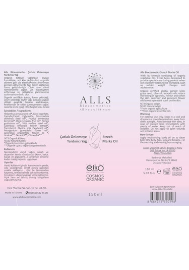 Alls Biocosmetics Çatlak Önlemeye Yardımcı Yağ 150 ML