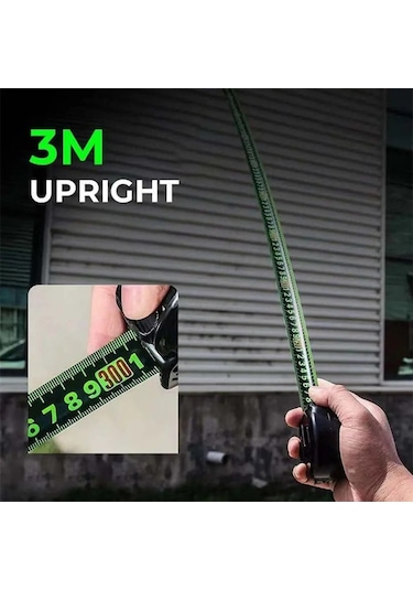 Green-5mx25mm-yüksek Hassasiyetli Kalınlaşmış Kendinden Kilitli Mezura Floresan Aşınmaya Dayanıklı Çelik Bant Ölçüm Bandı Ölçme Araçları 5 M 10 M