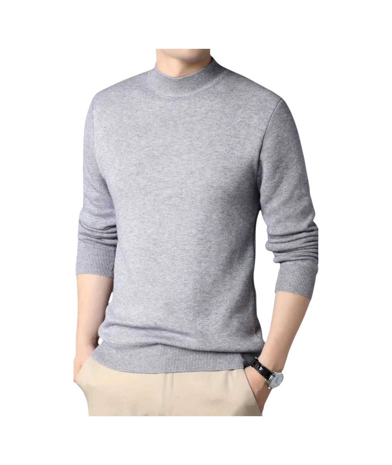 Tezzgelsin 3'lü Erkek Tüylenmeyen Yarım Boğazlı Triko Kazak Yarım Balıkçı Triko Kazak Gri - Füme - Lacivert