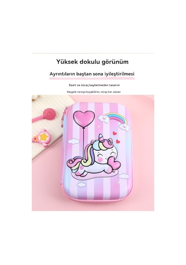 Unicorn Pembe Kırtasiye Kutusu Okul Malzemeleri Pembe
