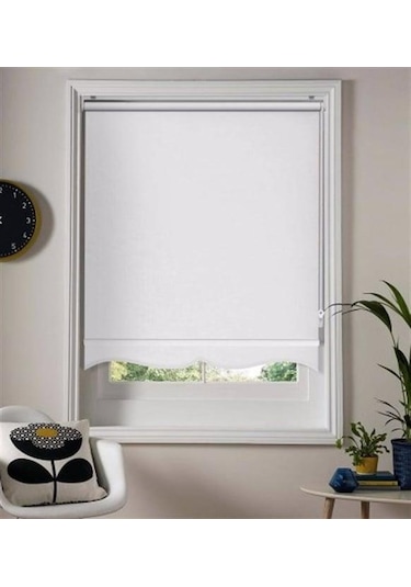 Beyaz Mat Etek Dilimli Stor Perde Beyaz