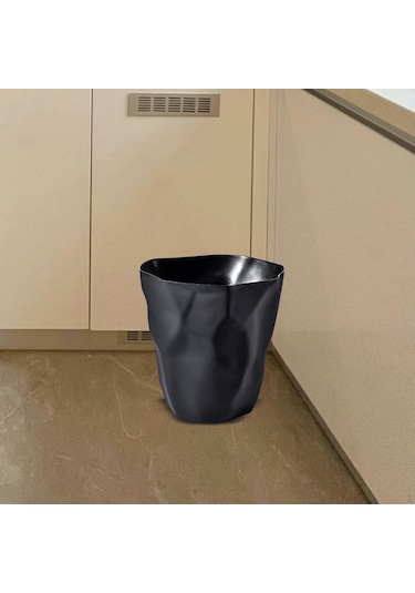 Siyah Çöp Kovası Dekoratif Kapaksız Nordic Üstü Açık Çöp Konteyneri Ev İçin Siyah