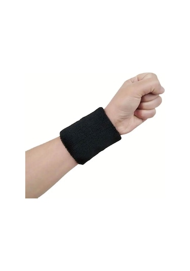 2 Adet Düz Renk Spor Fitness Ter Havlu El Bileklikleri Pamuklu Likralı Sarı