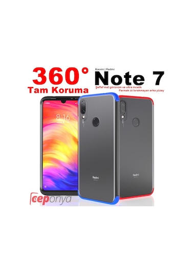 Xiaomi Redmi Note 7 Kamera Korumali Seffaf 360 Tam Koruma Kilif 396887304