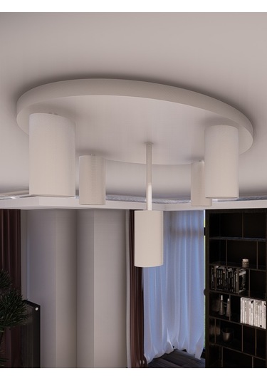 Miren Beyaz Sabit Başlıklı 5'li Spot Led Tavan Avizesi