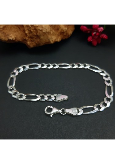 925 Ayar Gümüş Figaro Model Erkek Bileklik 5.5  Mm