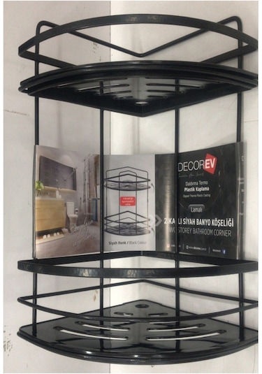 Decorev 5921 Banyo Köşeliği Kristal Lamalı İki Katlı Siyah Çok Renkli