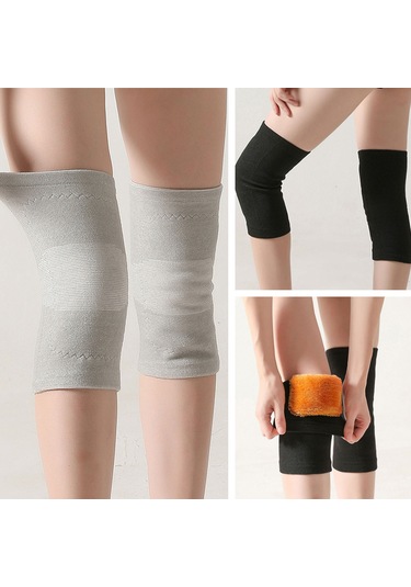 Moveevo Unisex Knee Pads Winter Thick Fleece Lined - Warm, Elastic, Joint Protection For Sports, Running, Fitness - Black, One Size Siyah Moveevo Unisex Knee Pads Winter Thick Fleece Lined - Warm, Elastic, Joint Protection For Sports, Running, Fitness - Black, One Size Siyah