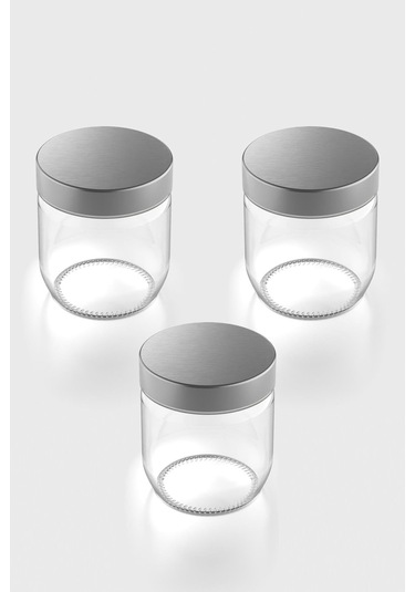 Renga Voca 425 Ml Metal Kapaklı 3'lü Cam Kavanoz Seti 131082 Gümüş