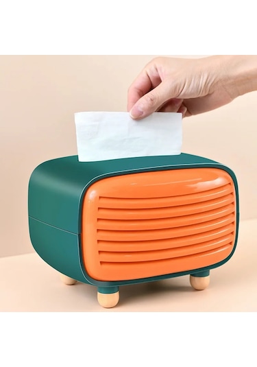 Stil C Sarı-retro Doku Kutusu Masaüstü Kağıt Tutucu Vintage Doku Kağıt Saklama Peçete Kutusu Organizatör Doku Kutusu Dağıtıcı Radyo Model Kılıf