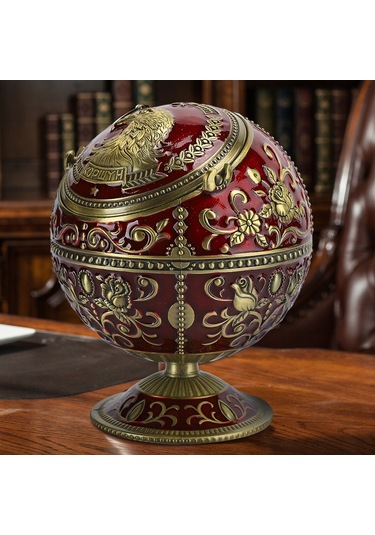 Moveevo Vintage Zinc Alloy Kuş Reliefli Ev Hotel Dekorasyonu Multifonksiyonel Kapaçklı Toprak Küresi Sigara Tepsisi