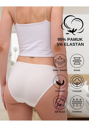 Alya Underwear Kadın Pamuklu Hipster - Slip Külot 5 Farklı Renk 1 Pakette Çor Renkli