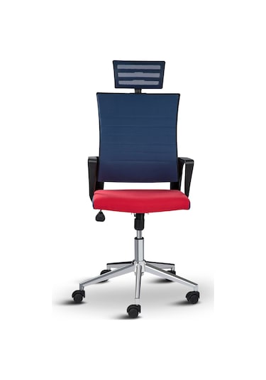 Rigel Başlıklı Ofis Koltuğu Çalışma Koltuğu Mavi Kırmızı