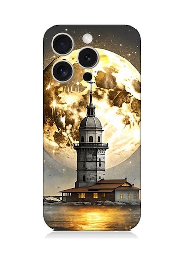 Apple Uyumlu iPhone 15 Pro Kız Kulesi Desenli Silikon Kılıf Silikon