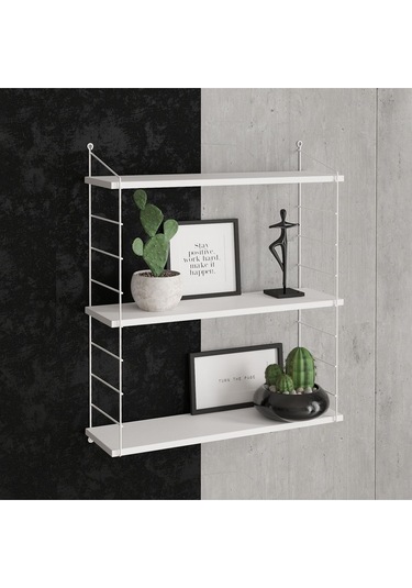 Decormet Armoni Raf Seti 3 Raflı 200 720 Metal Beyaz+ahşap Beyaz - Ahşap