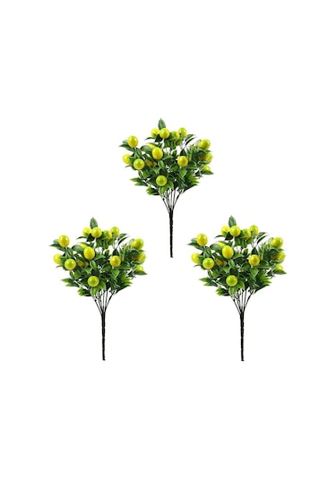 3lü Set Yapay Limon Demeti Yapay Çiçek 30 20cm Yeşil Yapraklı