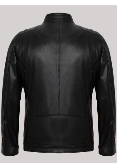 Hakiki Kuzu Derisi Siyah Erkek Deri Mont Neymar Deri Ceket Siyah