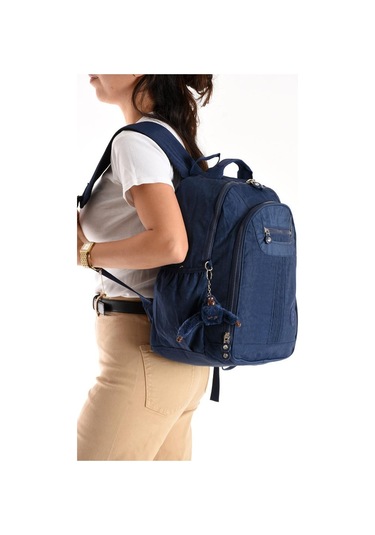 Unisex Sırt Çantası 40 30 Cm Okul Çantası Günlük Spor Çantası Klinkır Kumaş Hafif Çok Cepli Su İtici Mavi