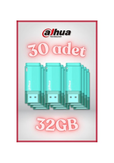 30 Adet 32gb Kapaklı Usb Flash Bellek U126 Yeşil -