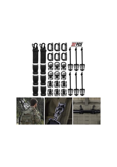 Suntek Dişli Klip Için Molle Sırt Çantası Molle Aksesuar Siyah