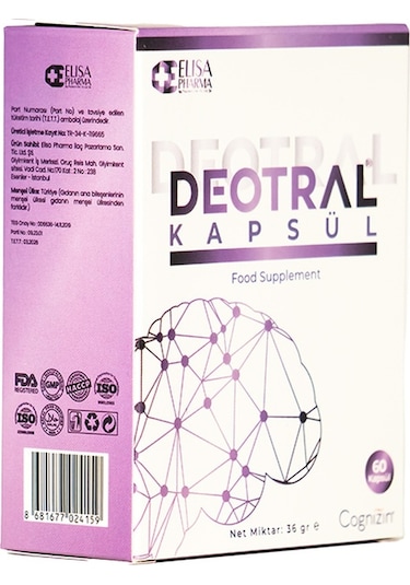 Deotral Sitikolin Fosfatidilserin Folik Asit B Vitamini İçeren Takviye Edici Gıda 60 Kapsül