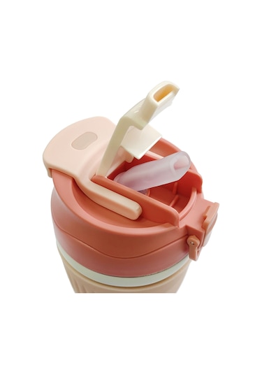 316 L Çelik Pembe 350 Ml Pipetli Soğuk Sıcak Kahve El Termos Mug Cin846pm Pembe