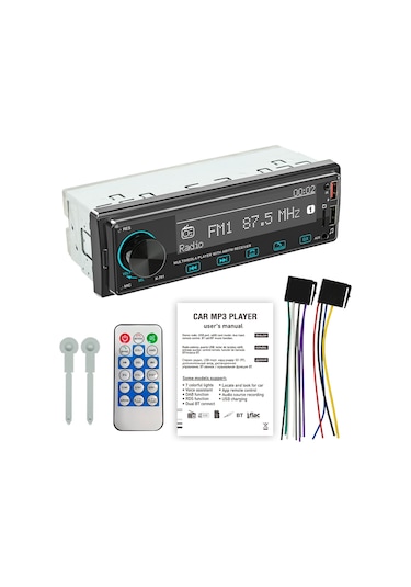 Tek Din Araba Stereo Alıcısı 1 Din Mp3 Çalar Fm Radyo Tam Dokunmatik Düğme Desteği Eller Serbest Arama Usb Şarj U-disk/tf Kart/aux-ın Uzaktan Kumandalı Bt Araç Arama Renkli Işık
