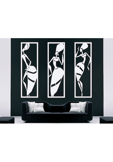 Afrikan Kadın 3'lü 3d Duvar Dekoru - Şık Ve Minimalist Tasarım 20cm