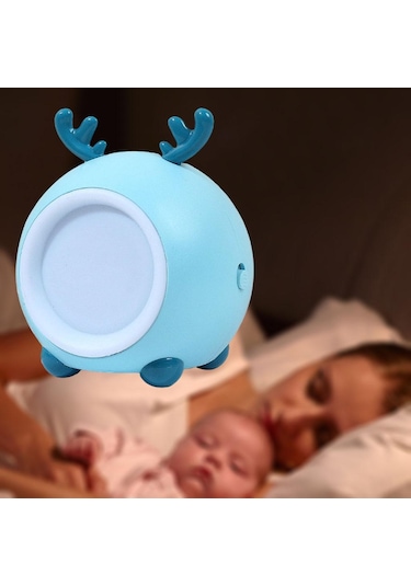 Suntek Geyik Gece Lambası Kawaii Hayvan Lamba Kısılabilir Mavi