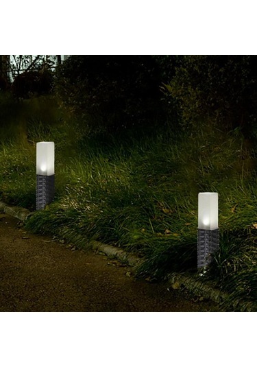 Homyl Güneş Plastik Rattan Çim Lambası Açık Bahçe Spot Yolu Dekor Siyah